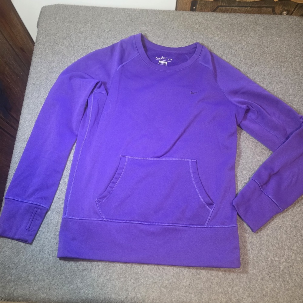 Nike Therma Fit Purple Crewneck Sweatshirt Pullover Medium H2